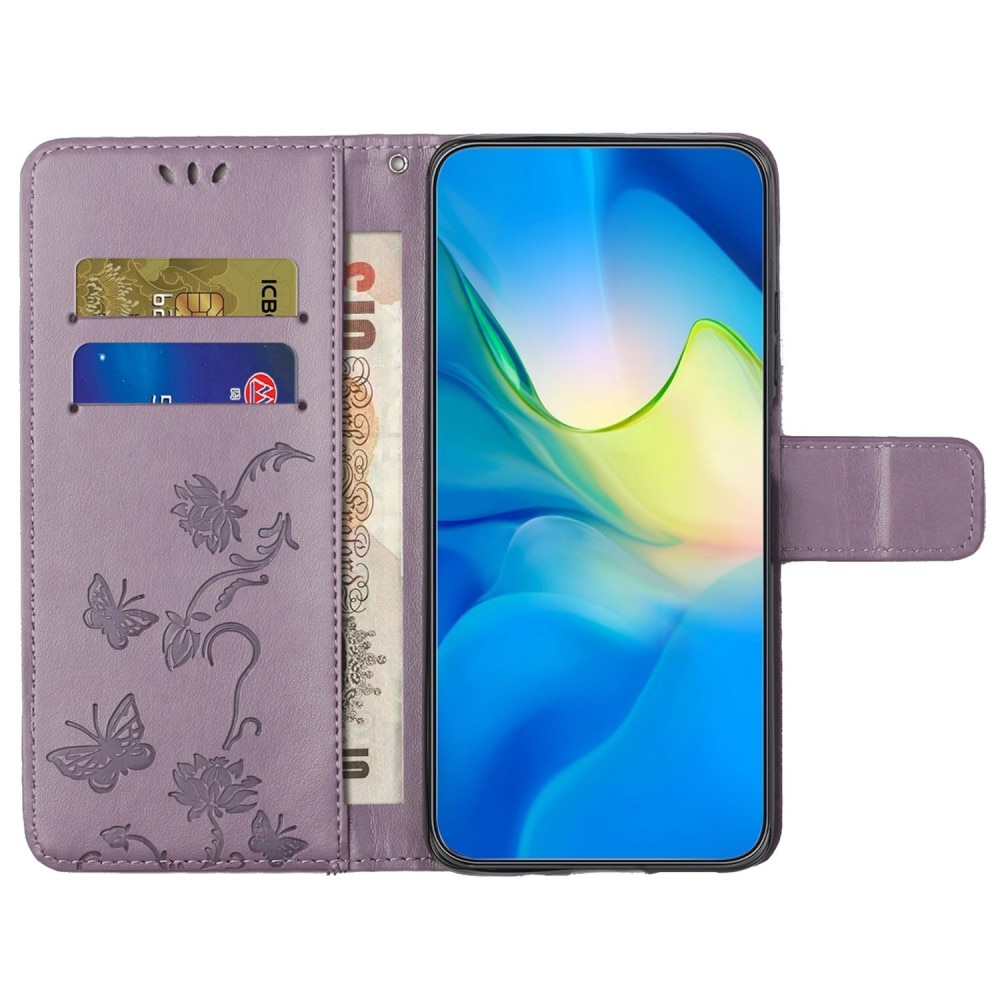 Läderfodral Fjärilar Samsung Galaxy A14 lila