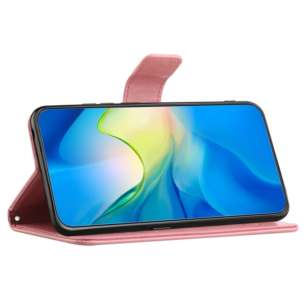 Läderfodral Fjärilar Samsung Galaxy A14 rosa