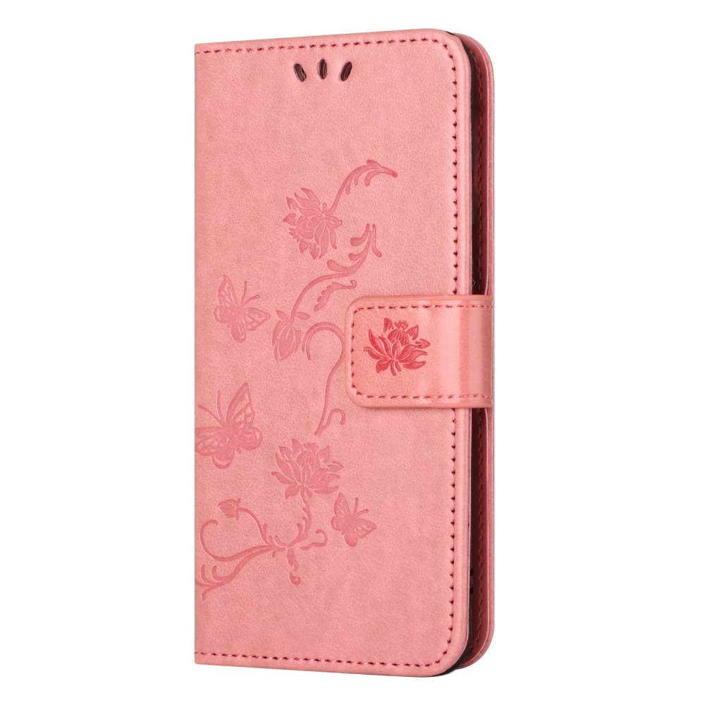 Läderfodral Fjärilar Samsung Galaxy A14 rosa