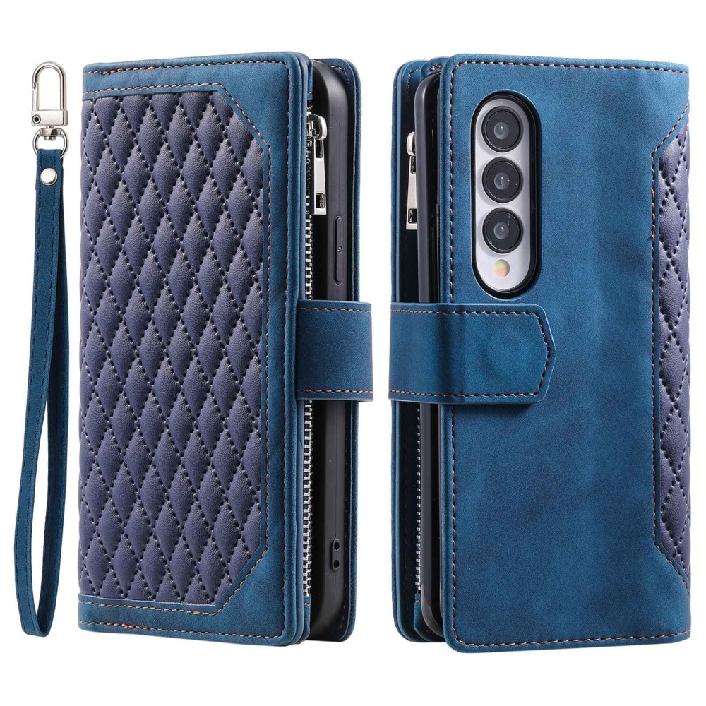 Plånboksväska Samsung Galaxy Z Fold 4 Quilted blå