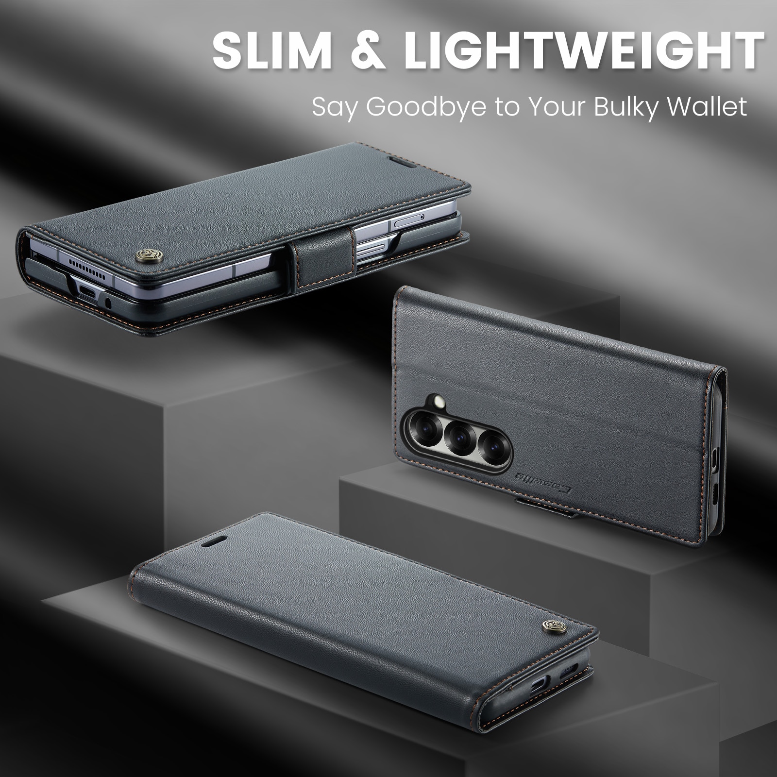 Slim Plånboksfodral RFID-skydd Samsung Galaxy Z Fold 7 svart