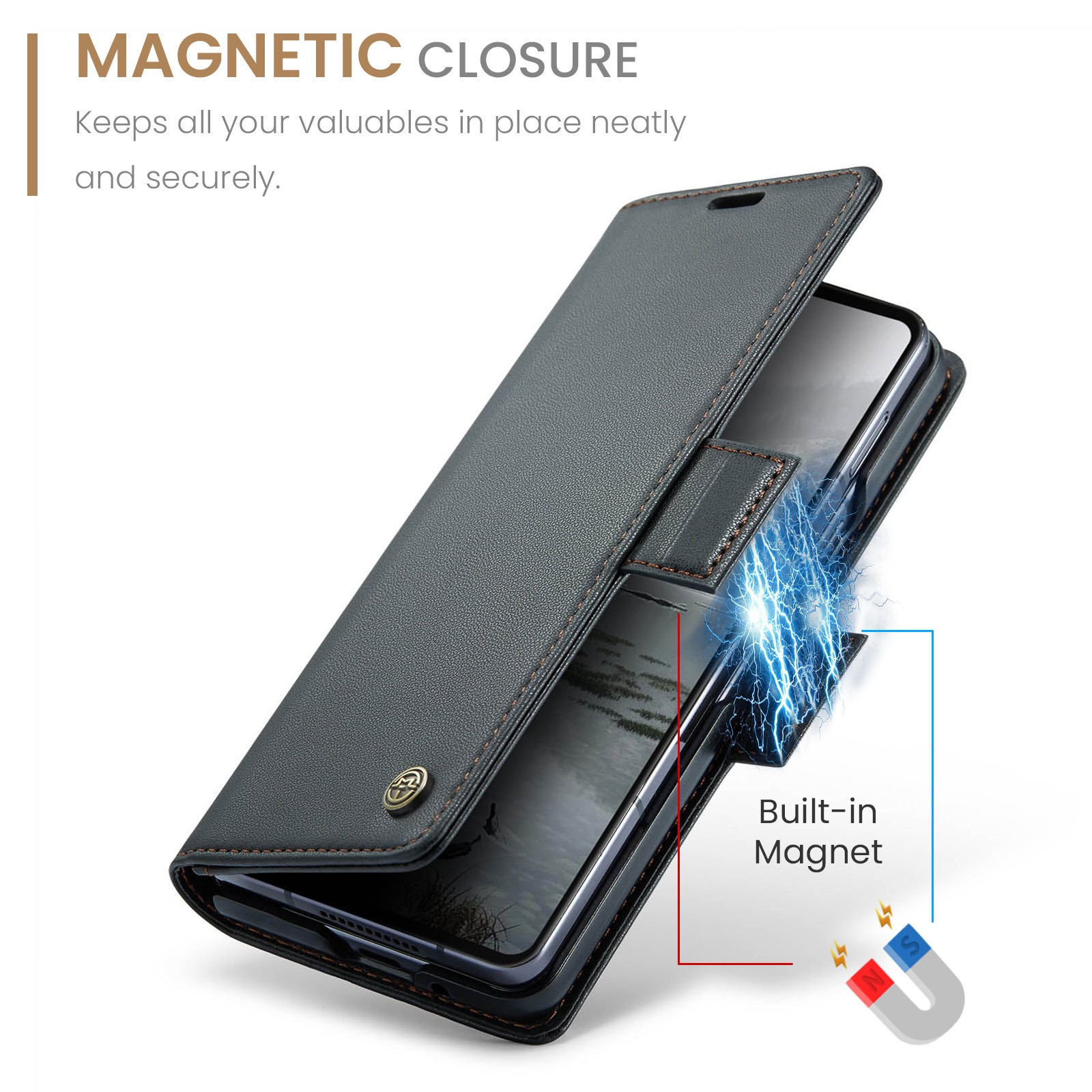 Slim Plånboksfodral RFID-skydd Samsung Galaxy Z Fold 7 svart