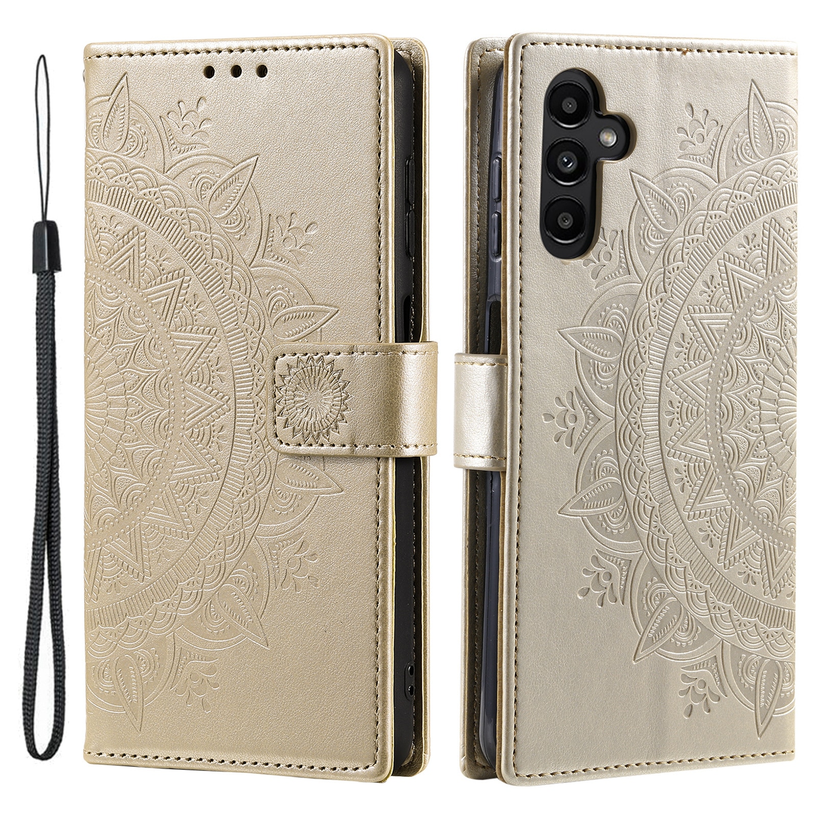 Läderfodral Mandala Samsung Galaxy S25 FE Guld