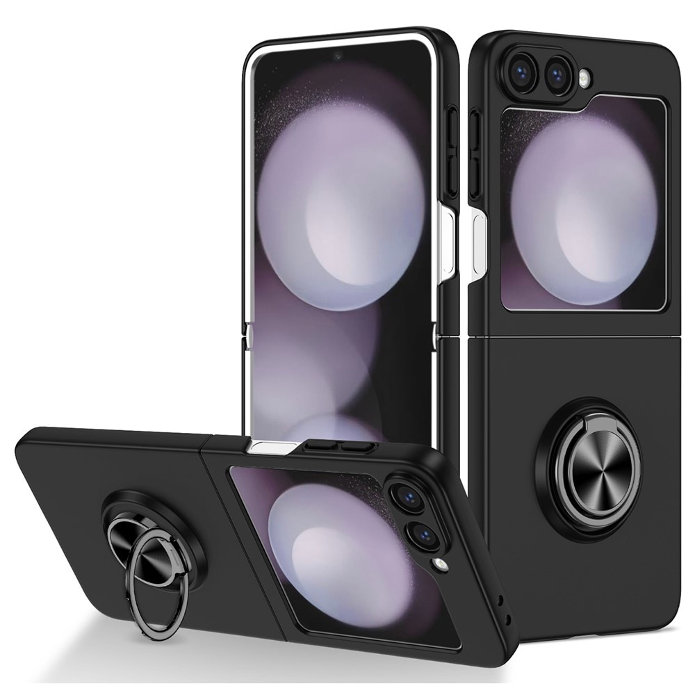 Samsung Galaxy Z Flip 7 skal med magnetisk ringhållare svart