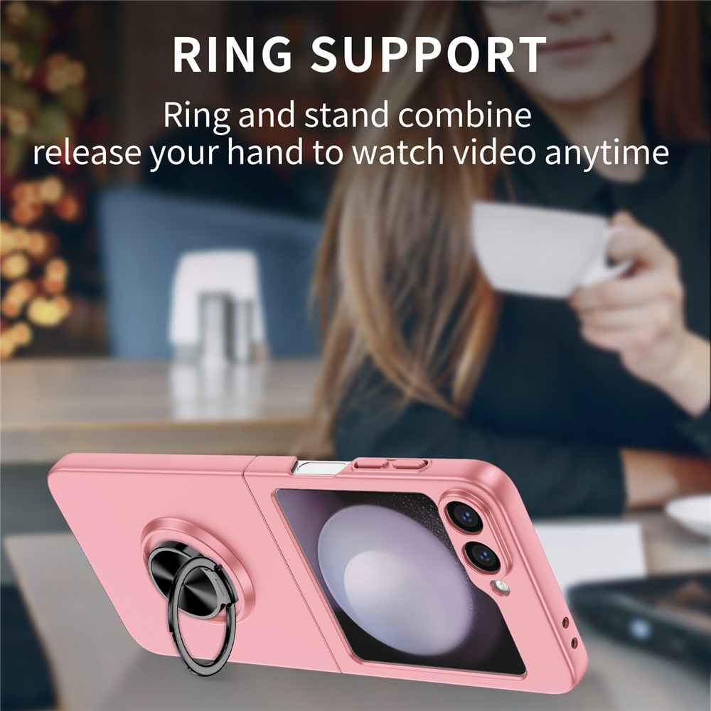 Samsung Galaxy Z Flip 7 skal med magnetisk ringhållare Rosa