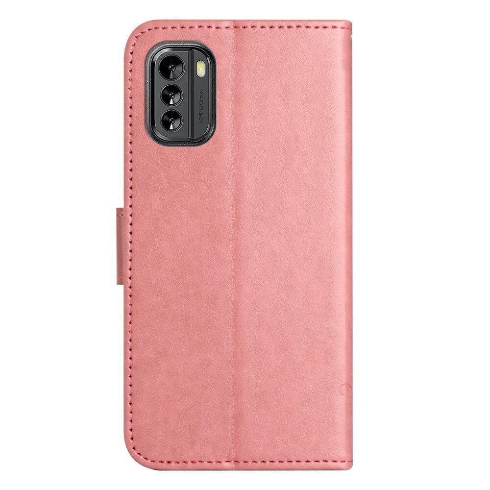 Läderfodral Fjärilar Nokia G60 rosa