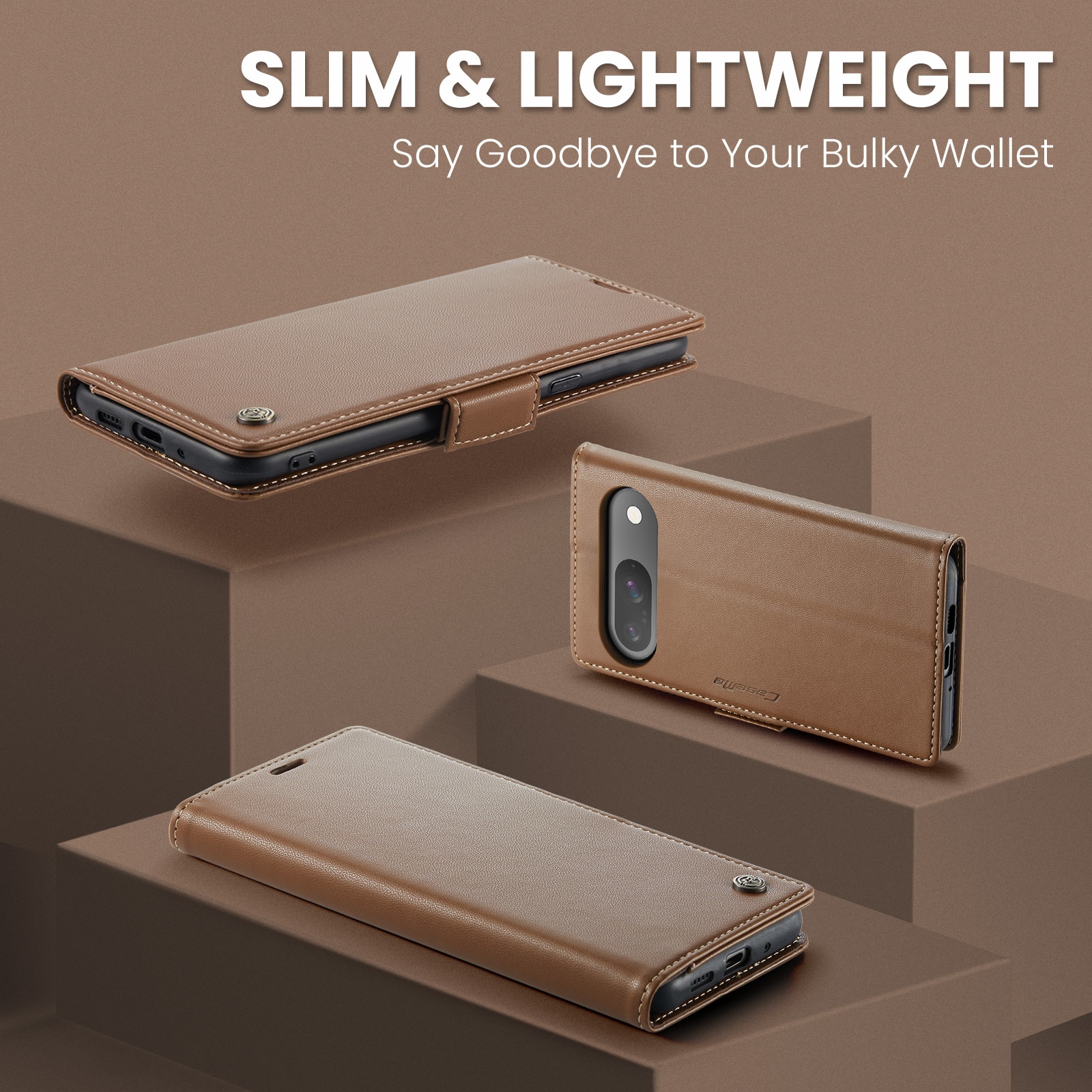 Slim Plånboksfodral RFID-skydd Google Pixel 10 Brun