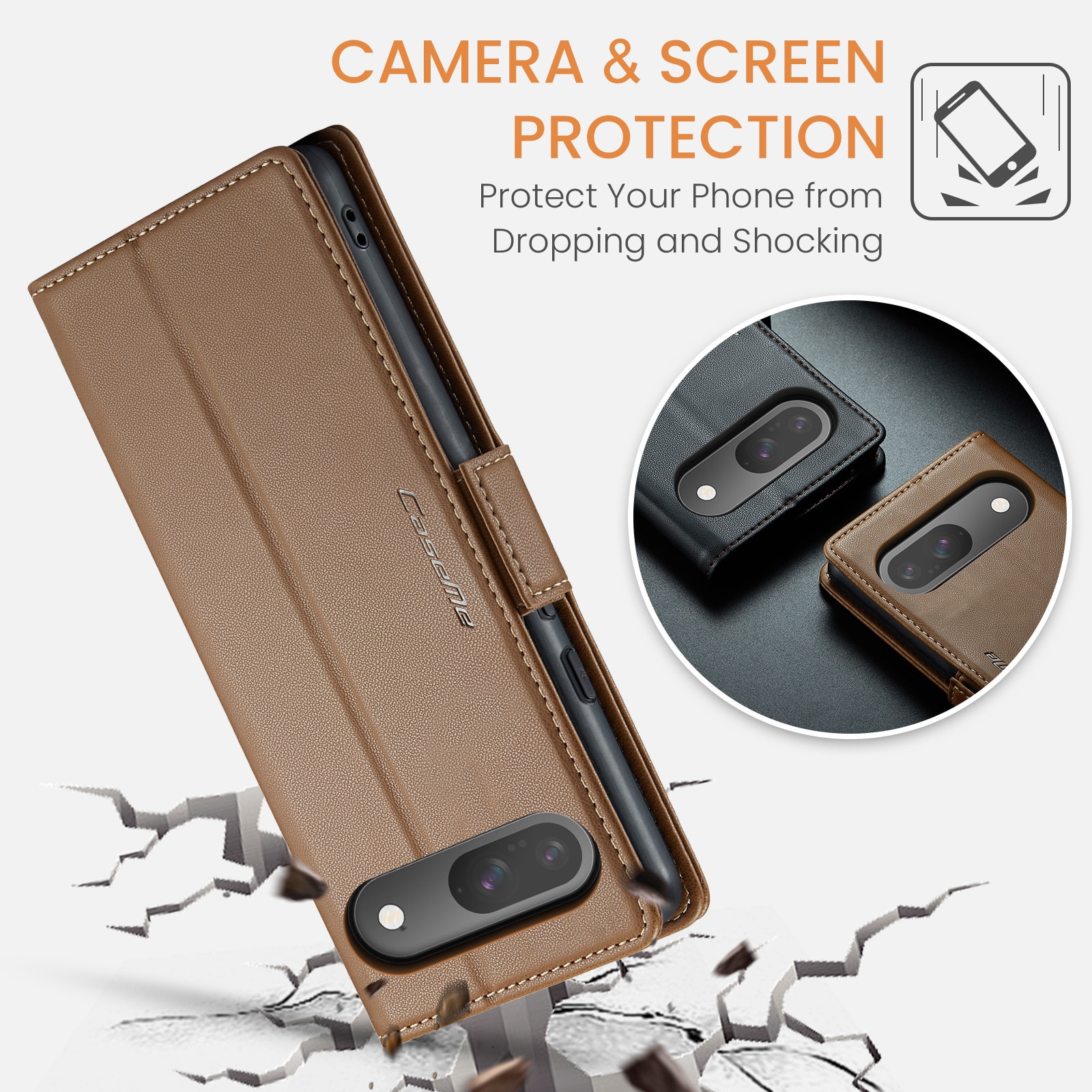 Slim Plånboksfodral RFID-skydd Google Pixel 10 Brun