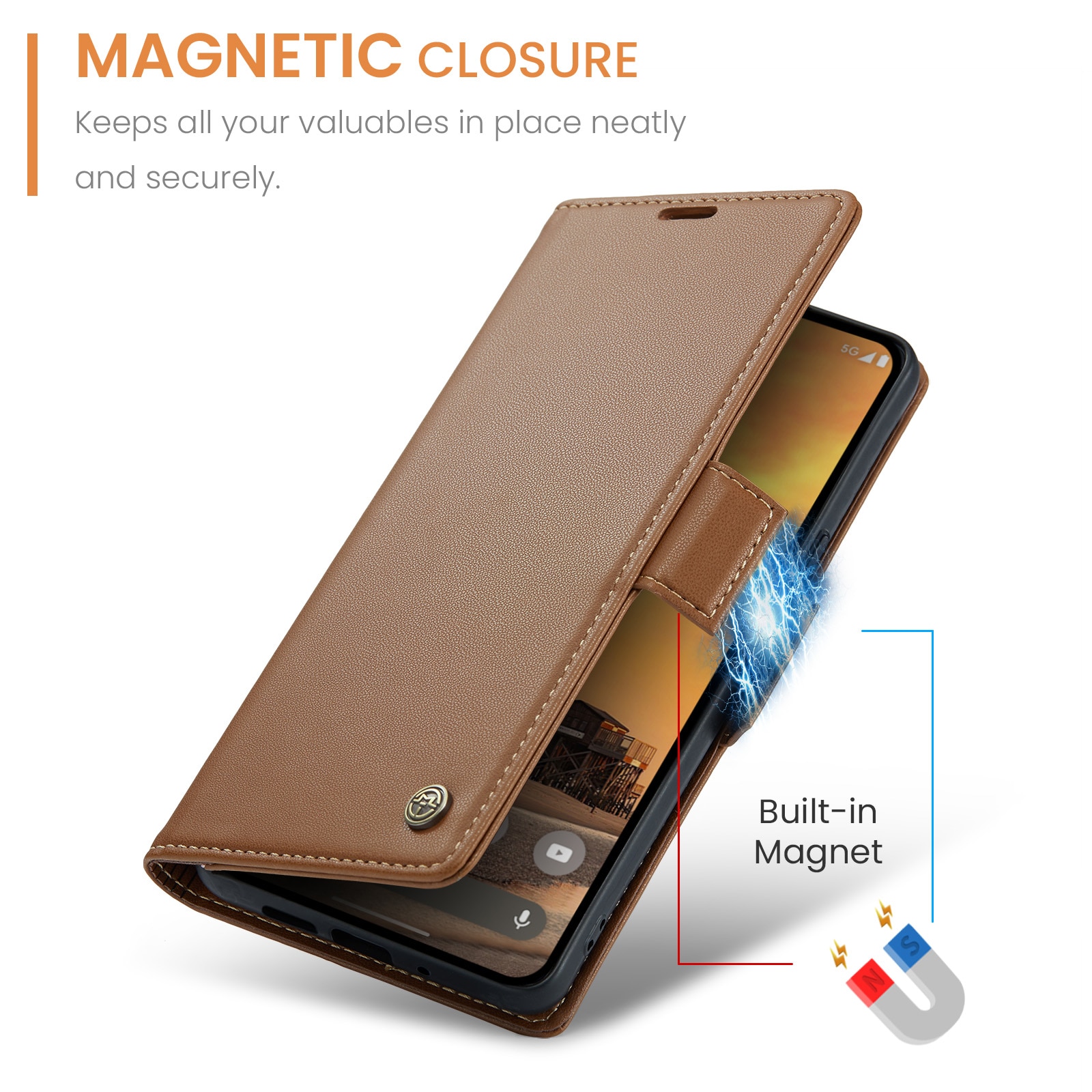 Slim Plånboksfodral RFID-skydd Google Pixel 10 Brun