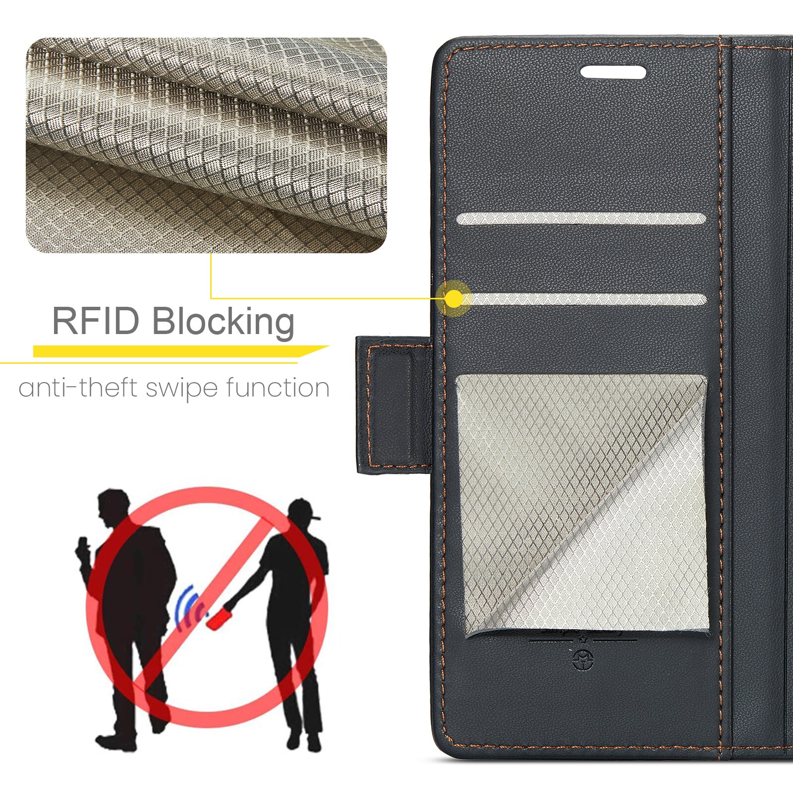 Slim Plånboksfodral RFID-skydd Google Pixel 10 Svart