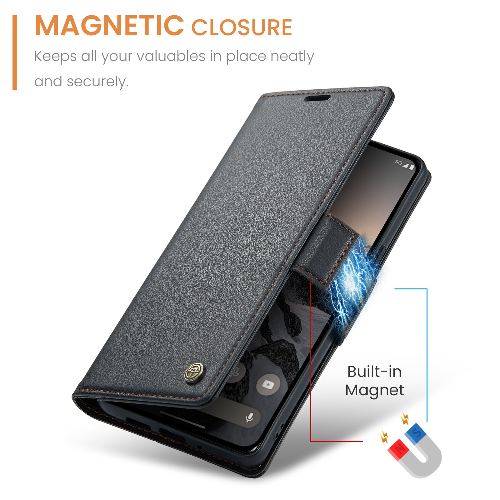 Slim Plånboksfodral RFID-skydd Google Pixel 10 Svart