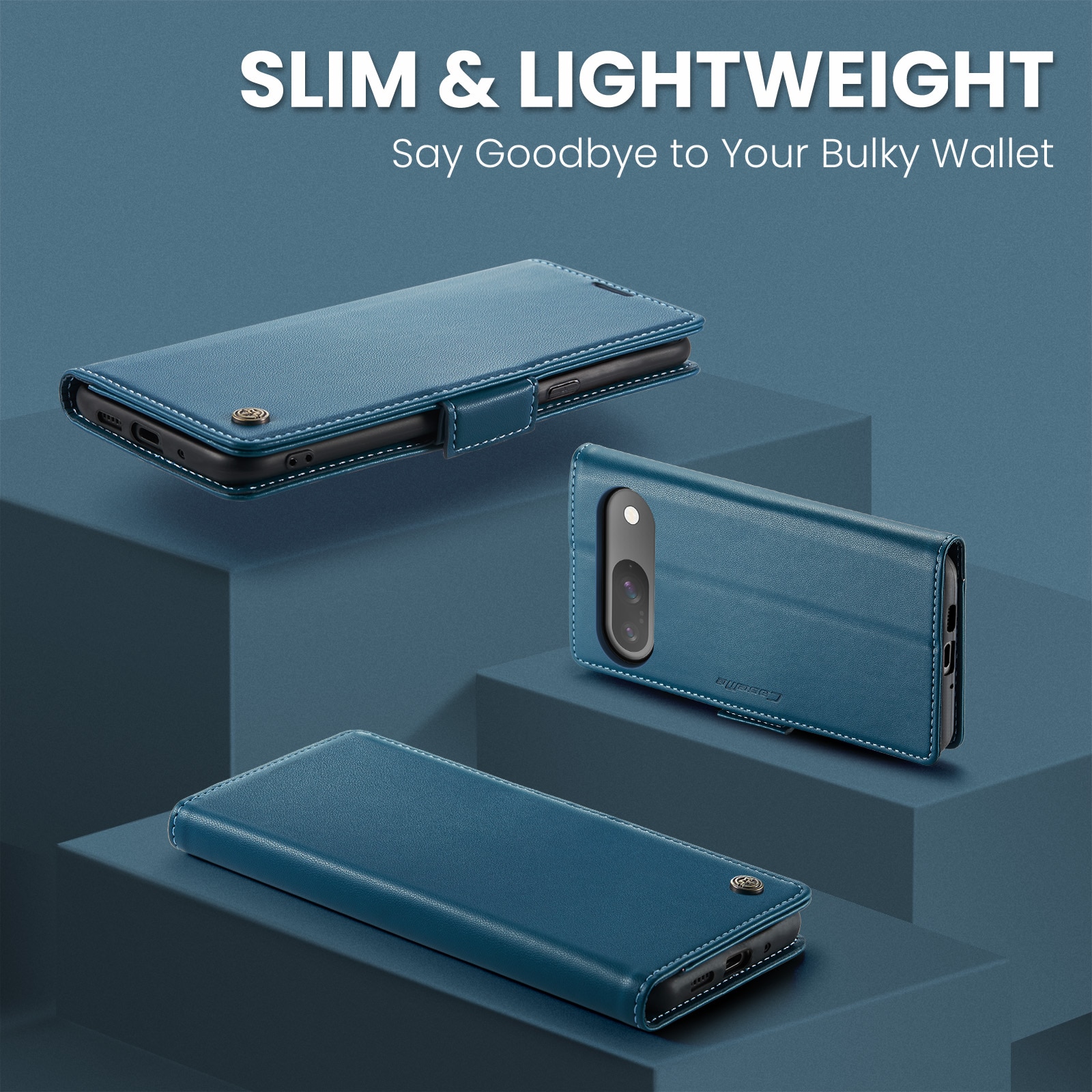 Slim Plånboksfodral RFID-skydd Google Pixel 10 Pro Blå