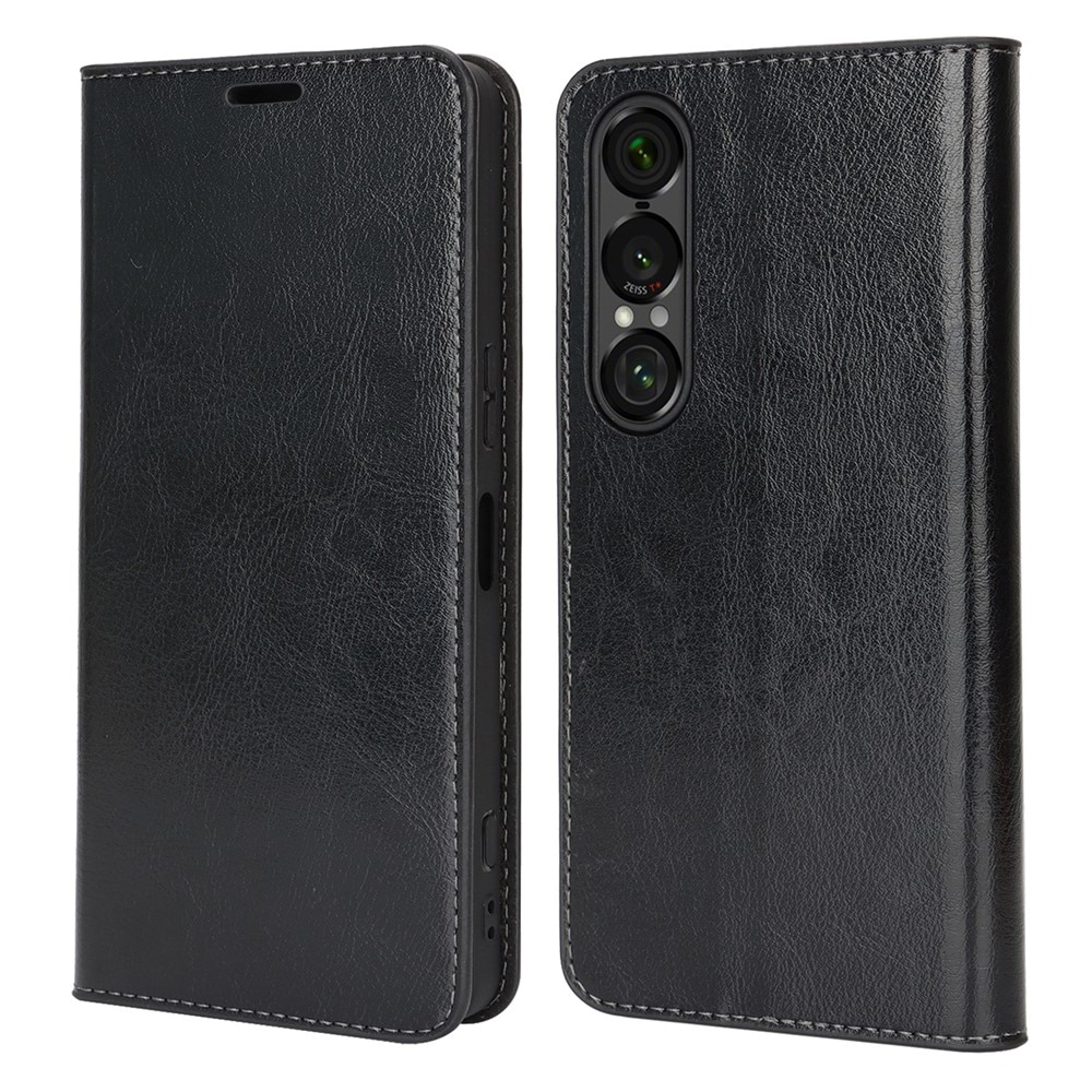Mobilfodral Äkta Läder Sony Xperia 1 VII Svart