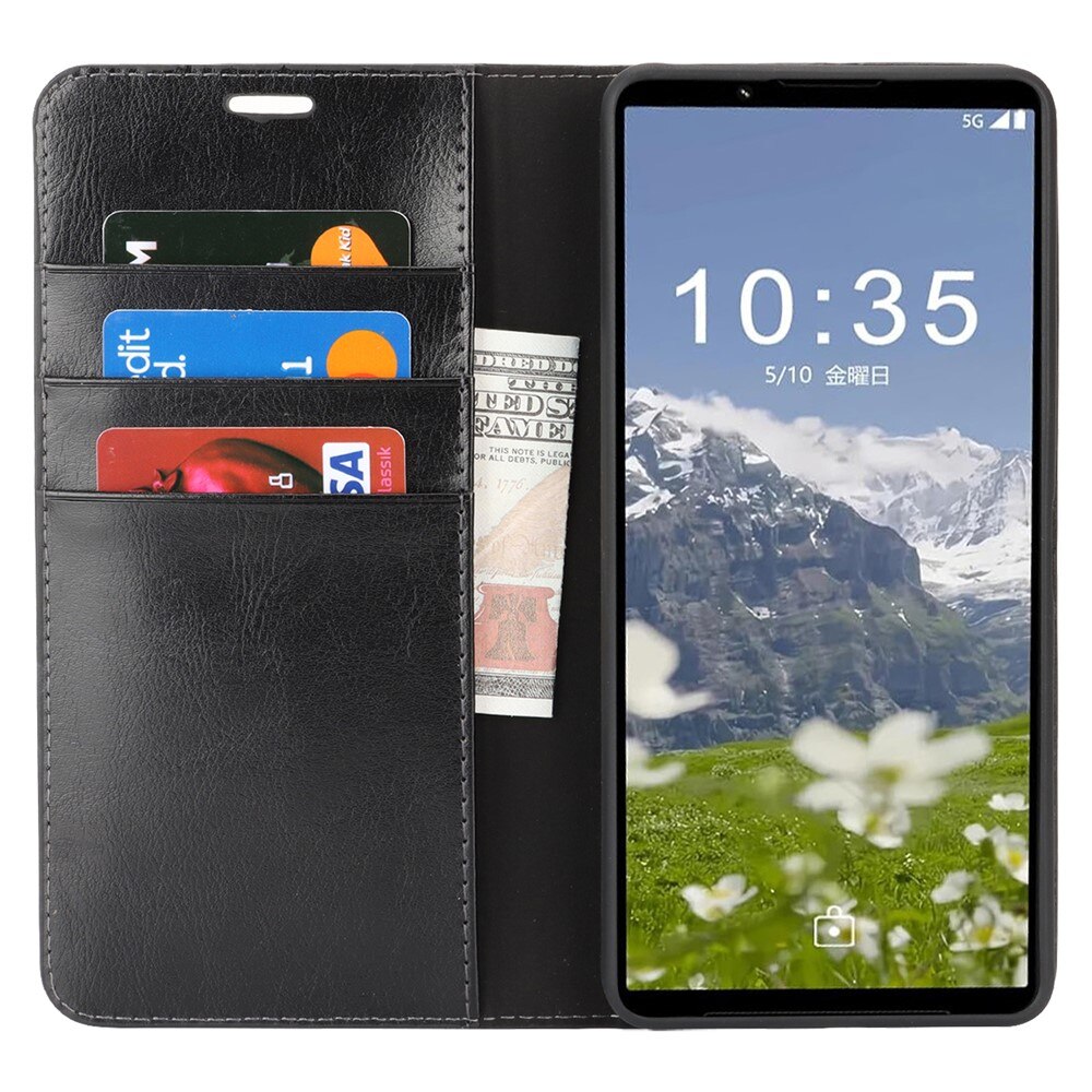 Mobilfodral Äkta Läder Sony Xperia 1 VII Svart