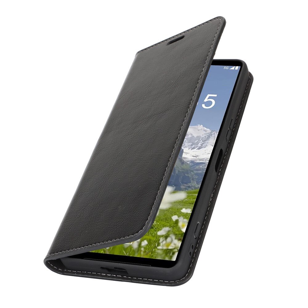 Mobilfodral Äkta Läder Sony Xperia 1 VII Svart