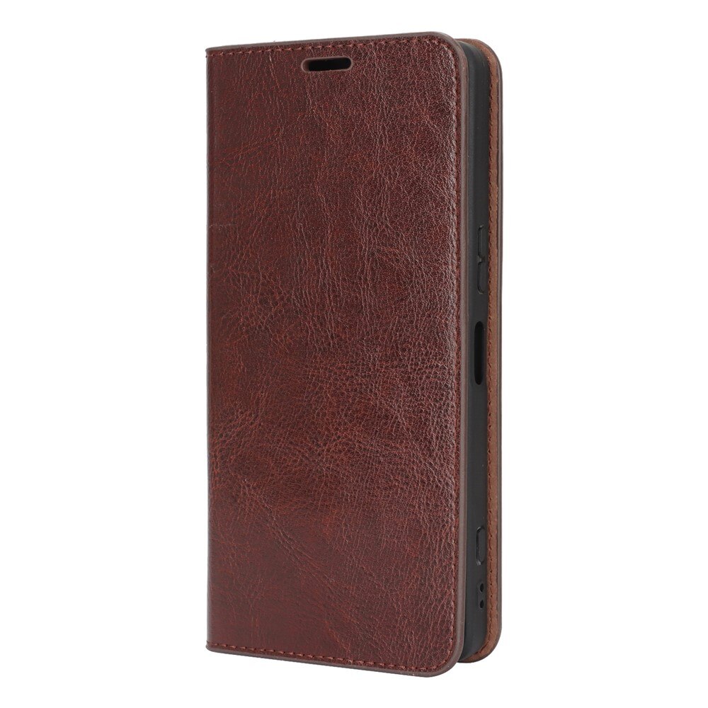 Mobilfodral Äkta Läder Sony Xperia 1 VII Mörkbrun