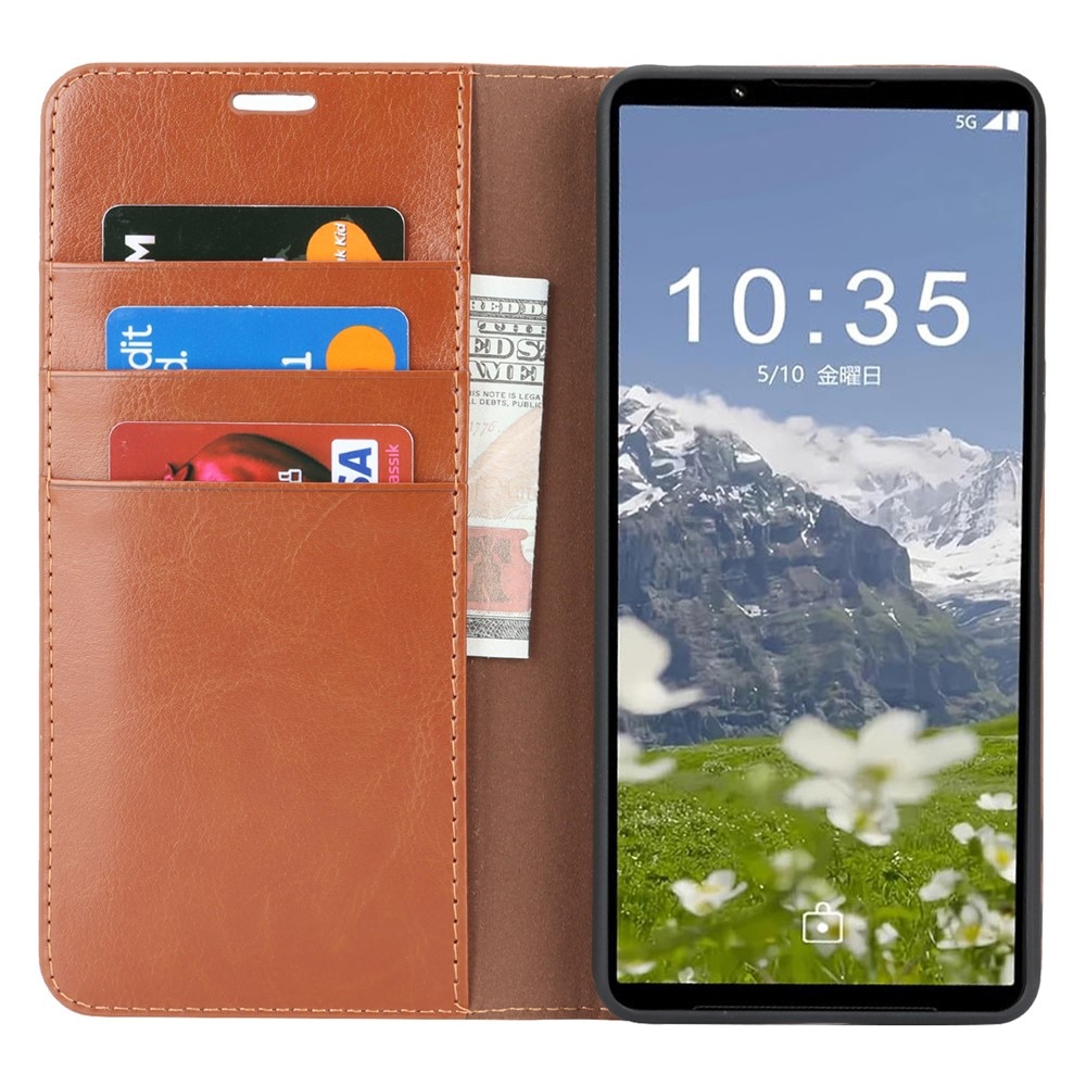 Mobilfodral Äkta Läder Sony Xperia 1 VII Brun