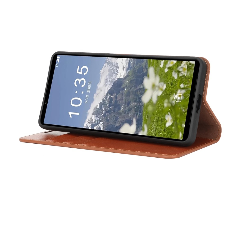 Mobilfodral Äkta Läder Sony Xperia 1 VII Brun