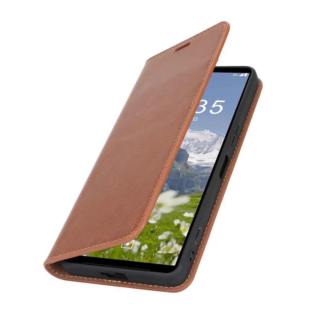Mobilfodral Äkta Läder Sony Xperia 1 VII Brun