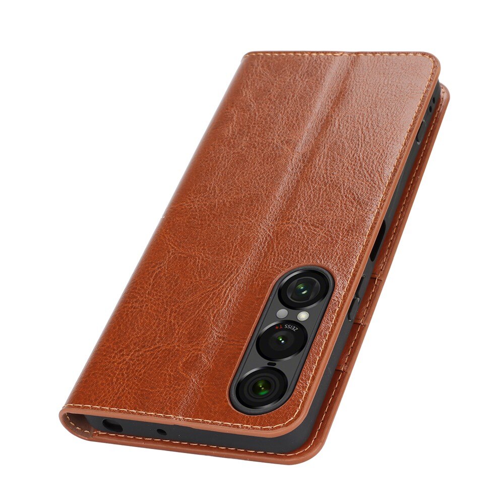 Mobilfodral Äkta Läder Sony Xperia 1 VII Brun