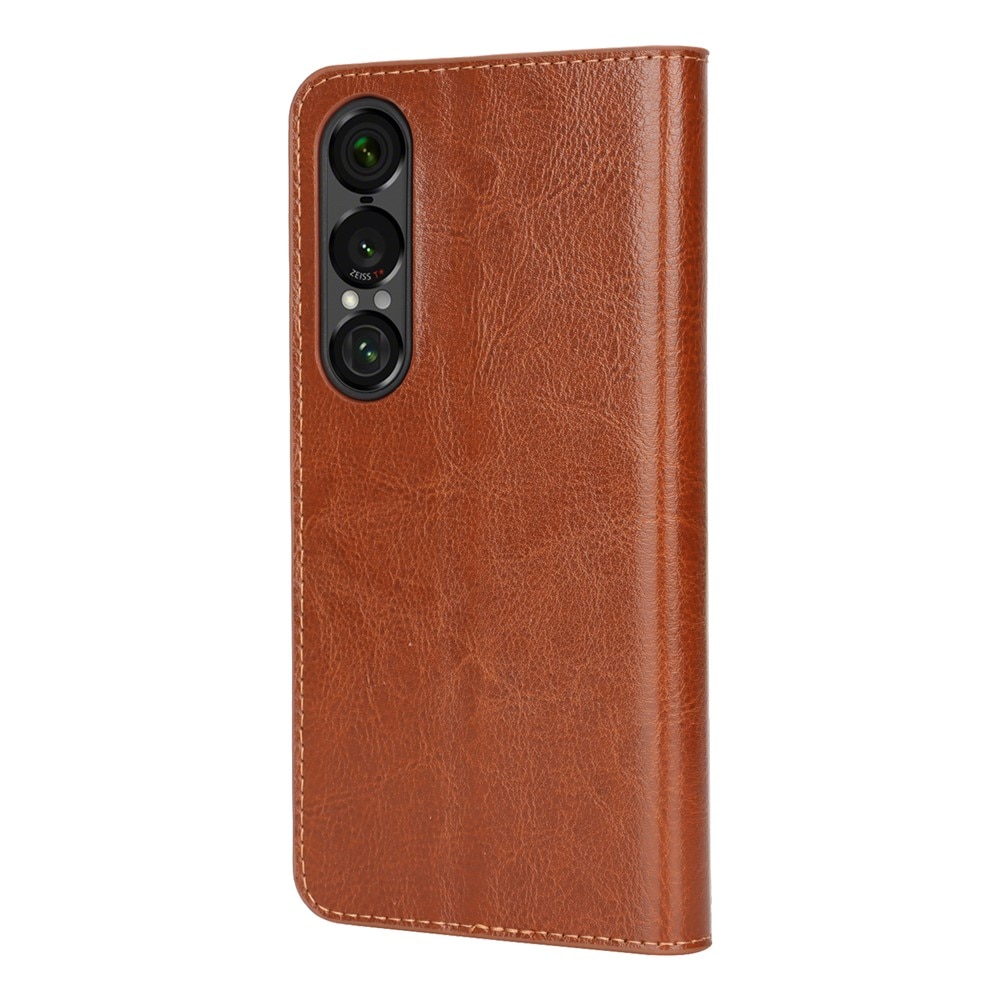 Mobilfodral Äkta Läder Sony Xperia 1 VII Brun