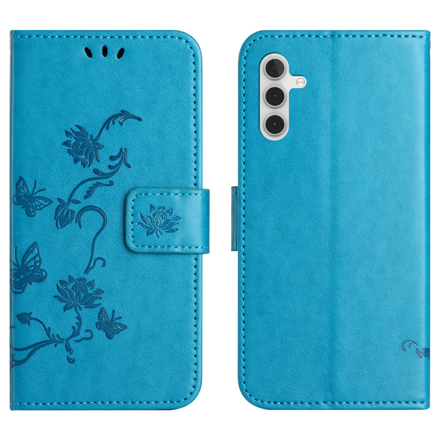 Läderfodral Fjärilar Samsung Galaxy S25 FE Blå
