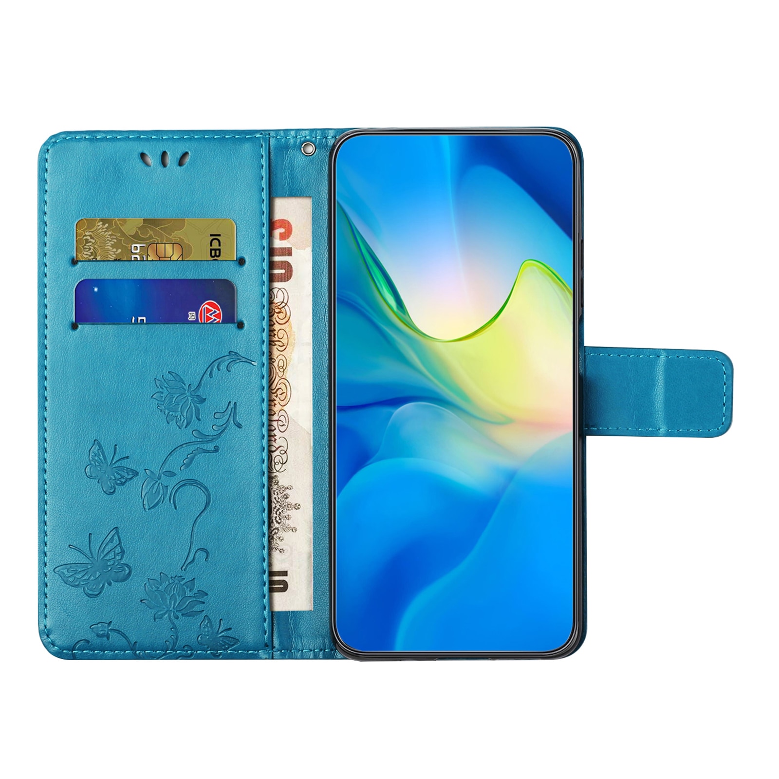 Läderfodral Fjärilar Samsung Galaxy S25 FE Blå