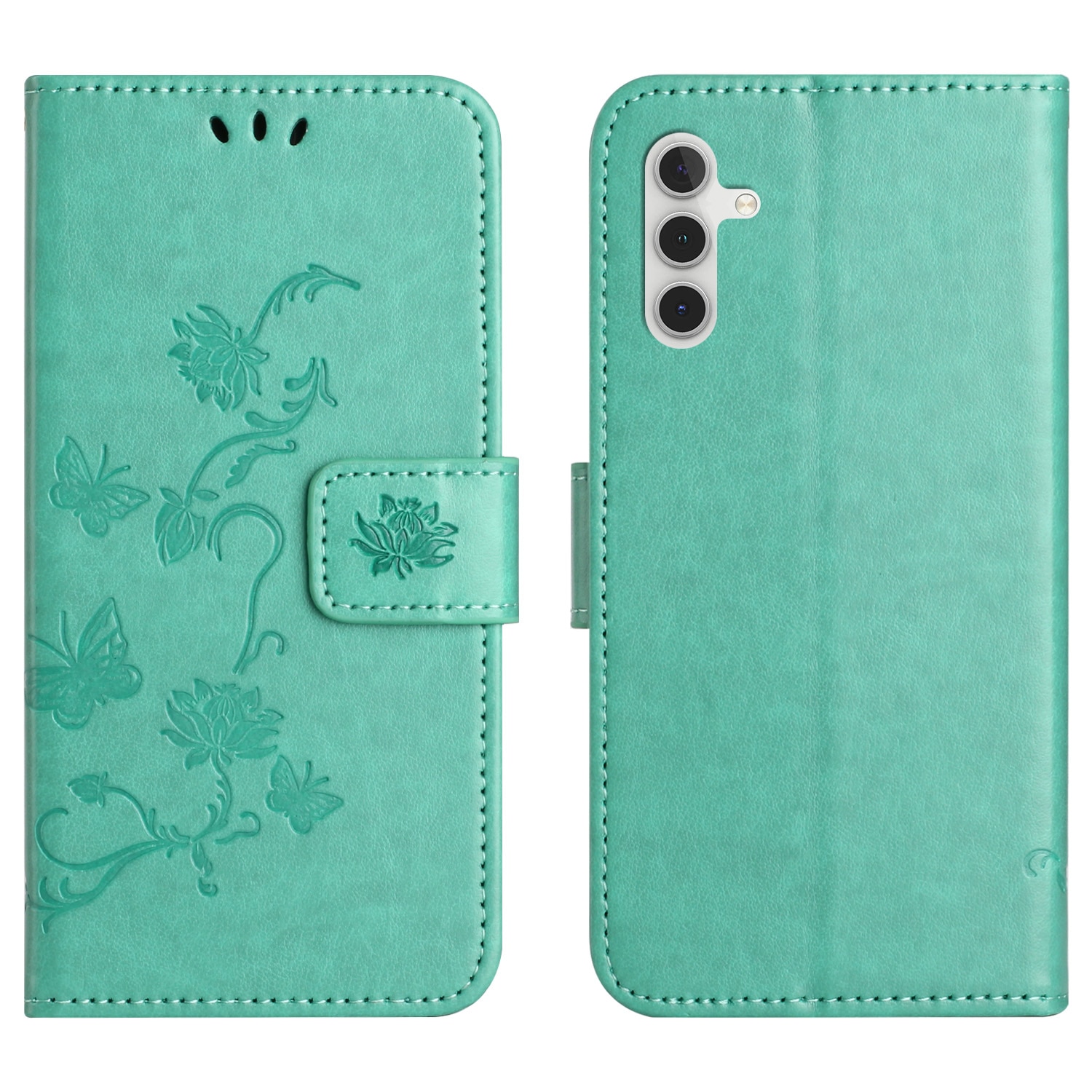 Läderfodral Fjärilar Samsung Galaxy S25 FE Grön