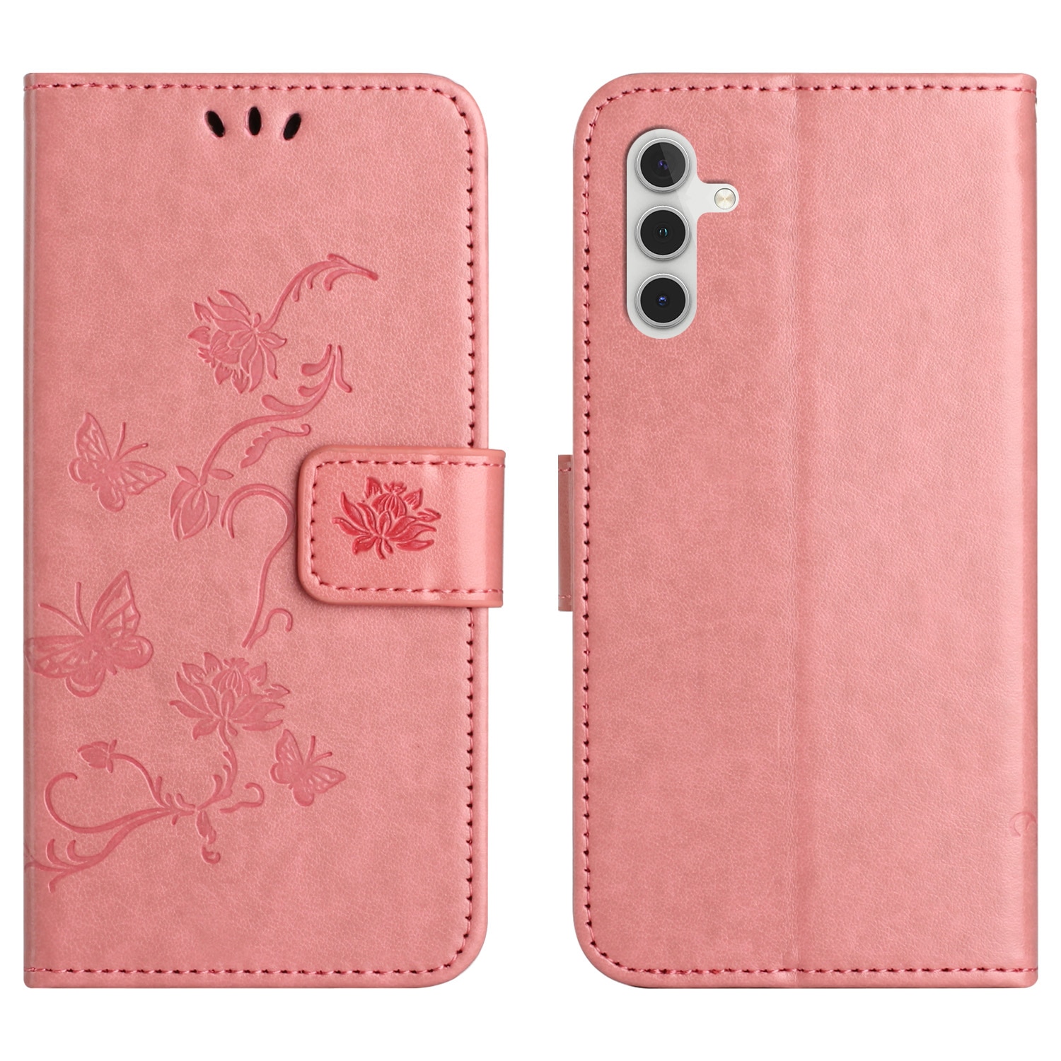 Läderfodral Fjärilar Samsung Galaxy S25 FE Rosa