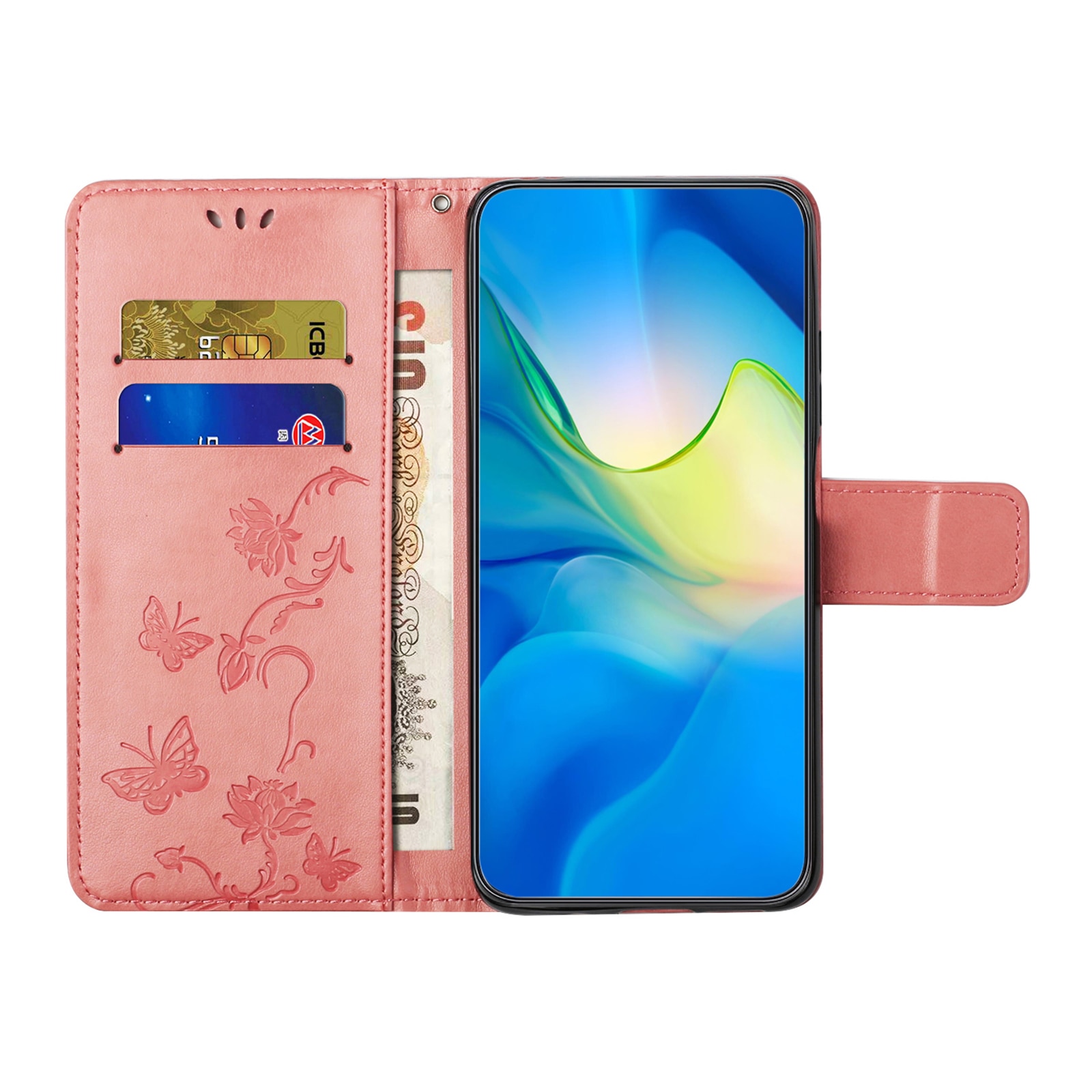 Läderfodral Fjärilar Samsung Galaxy S25 FE Rosa