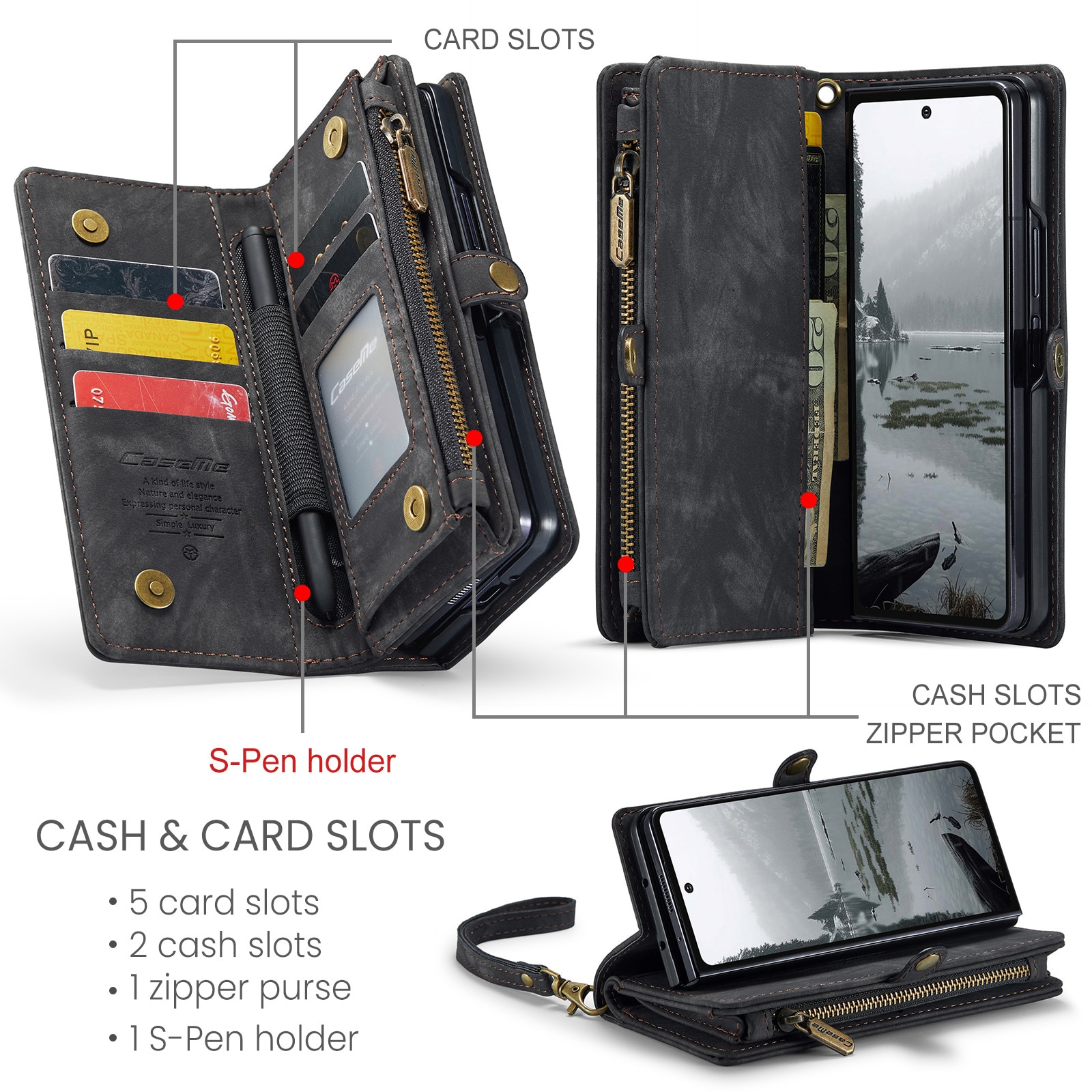 Multi-slot Plånboksfodral Samsung Galaxy Z Fold 7 Grå