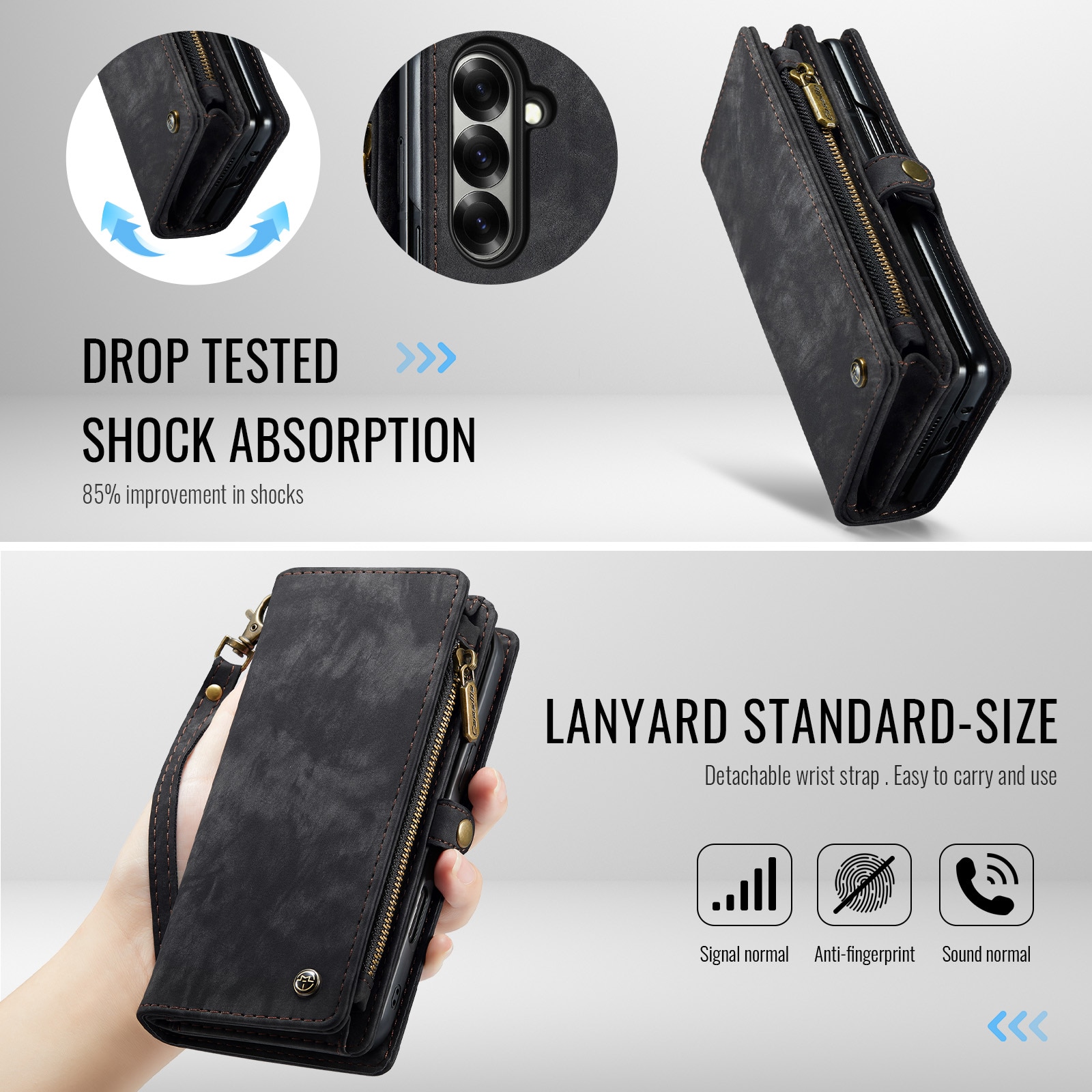 Multi-slot Plånboksfodral Samsung Galaxy Z Fold 7 Grå