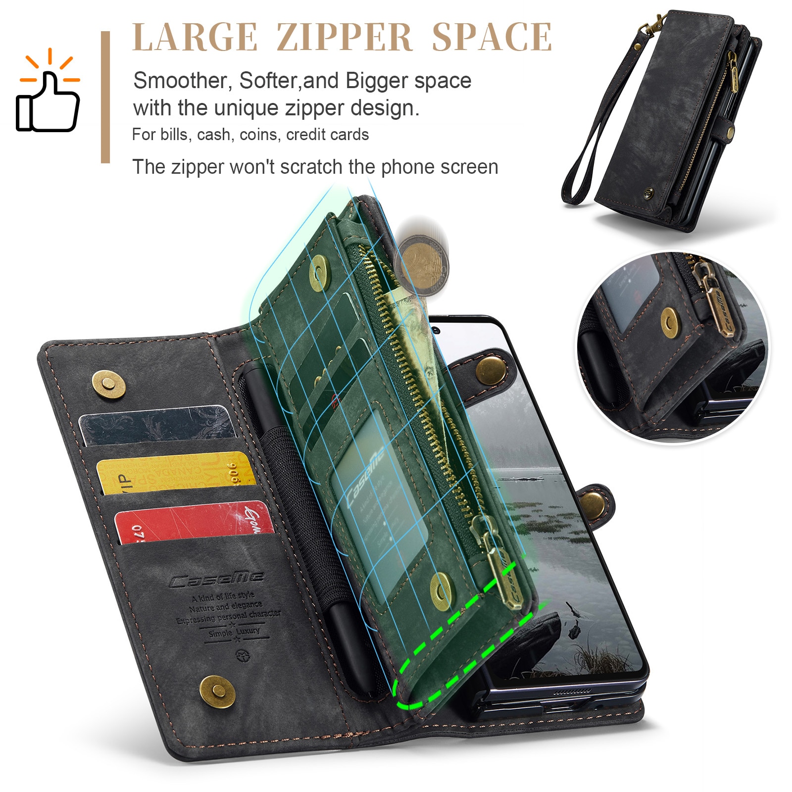Multi-slot Plånboksfodral Samsung Galaxy Z Fold 7 Grå