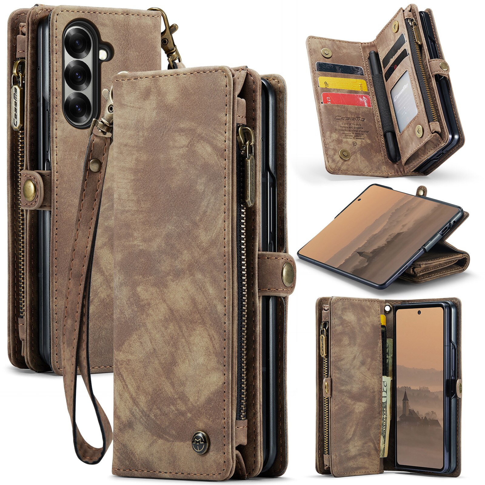 Multi-slot Plånboksfodral Samsung Galaxy Z Fold 7 Brun