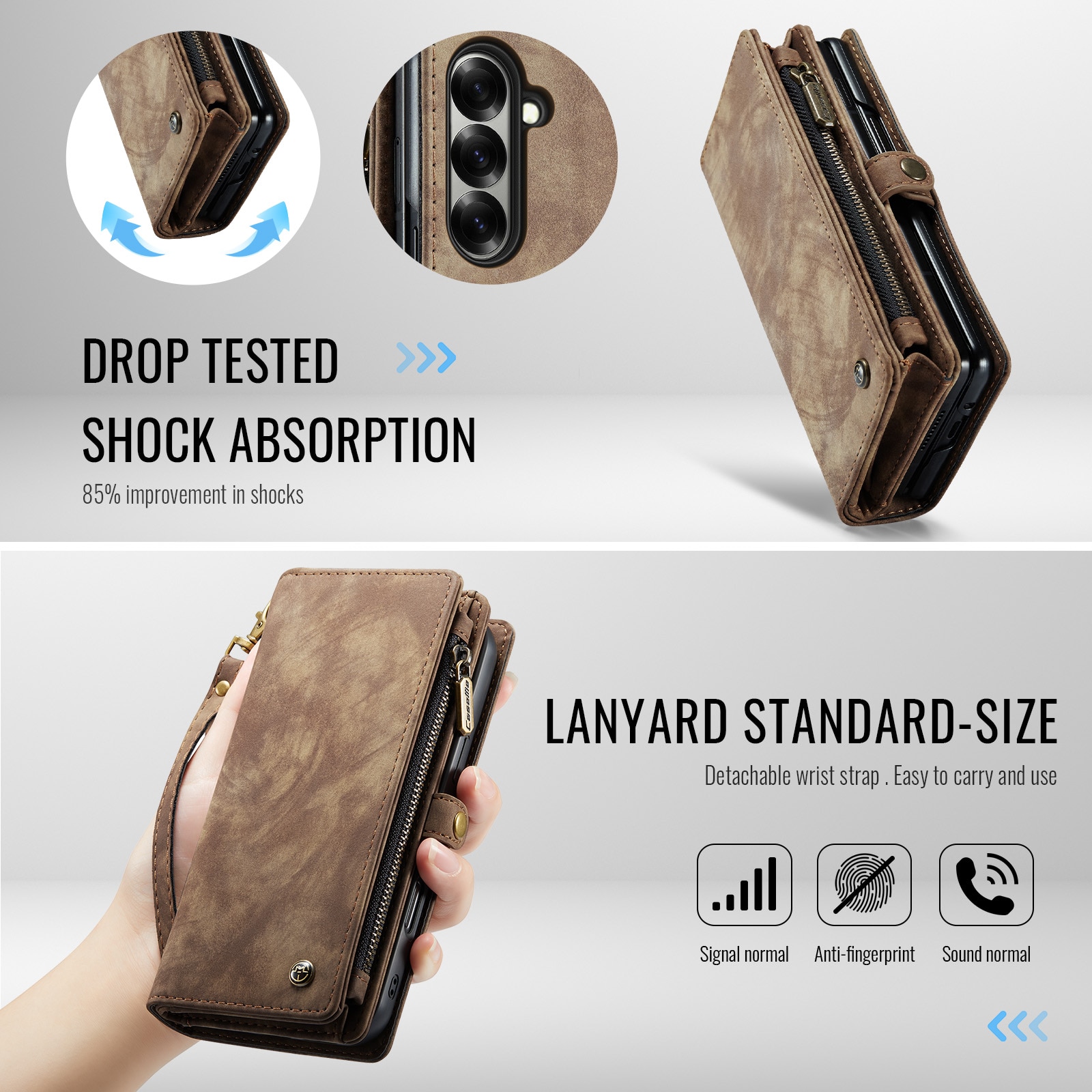 Multi-slot Plånboksfodral Samsung Galaxy Z Fold 7 Brun