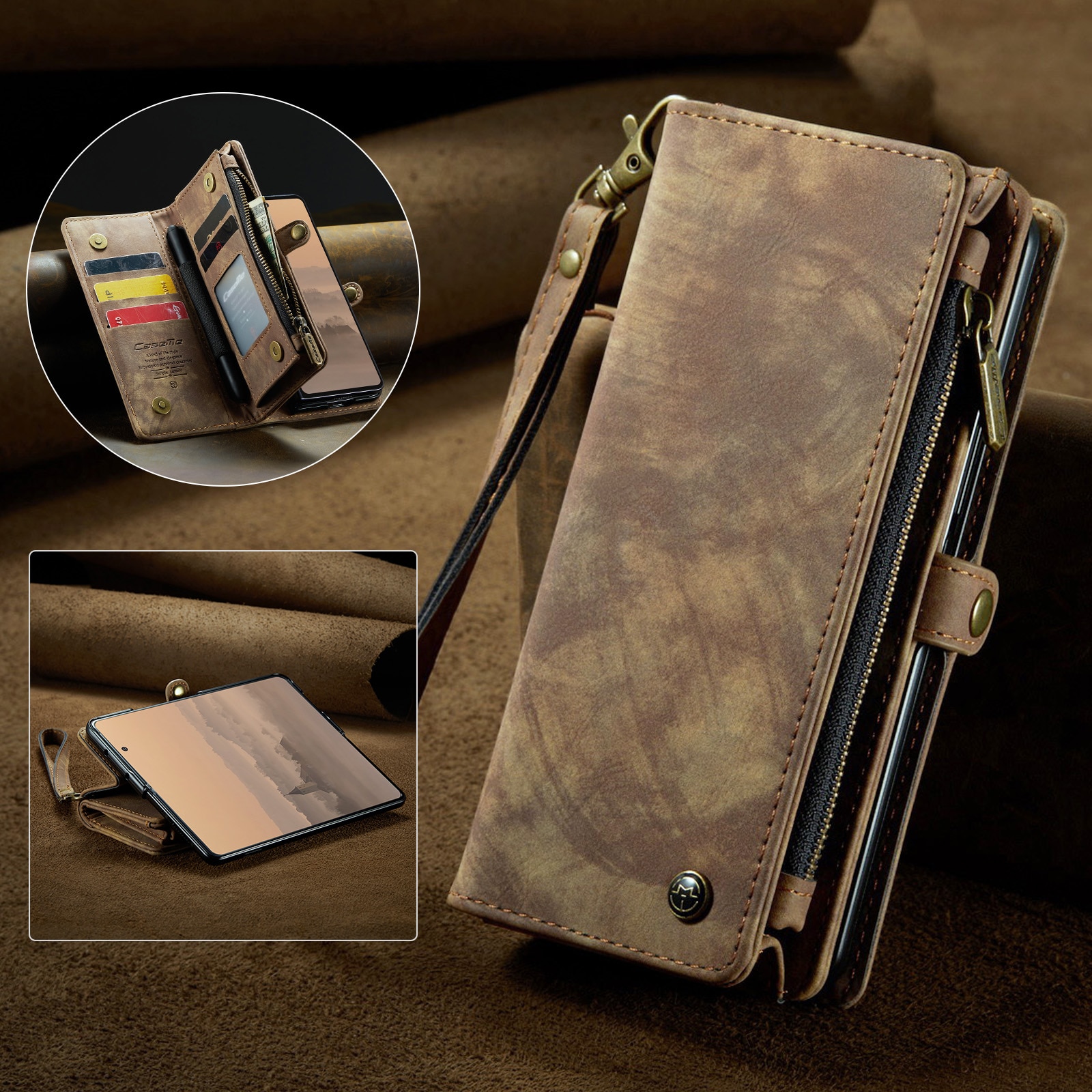 Multi-slot Plånboksfodral Samsung Galaxy Z Fold 7 Brun