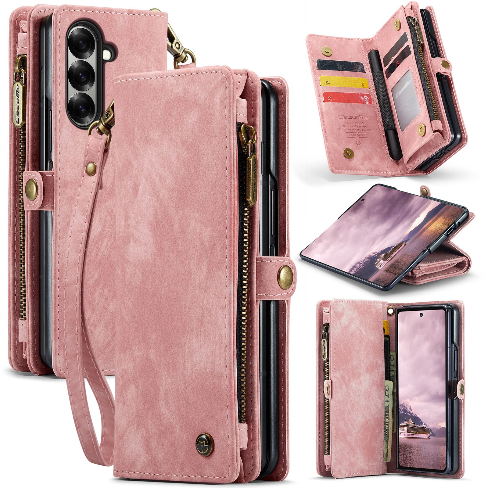Multi-slot Plånboksfodral Samsung Galaxy Z Fold 7 Rosa