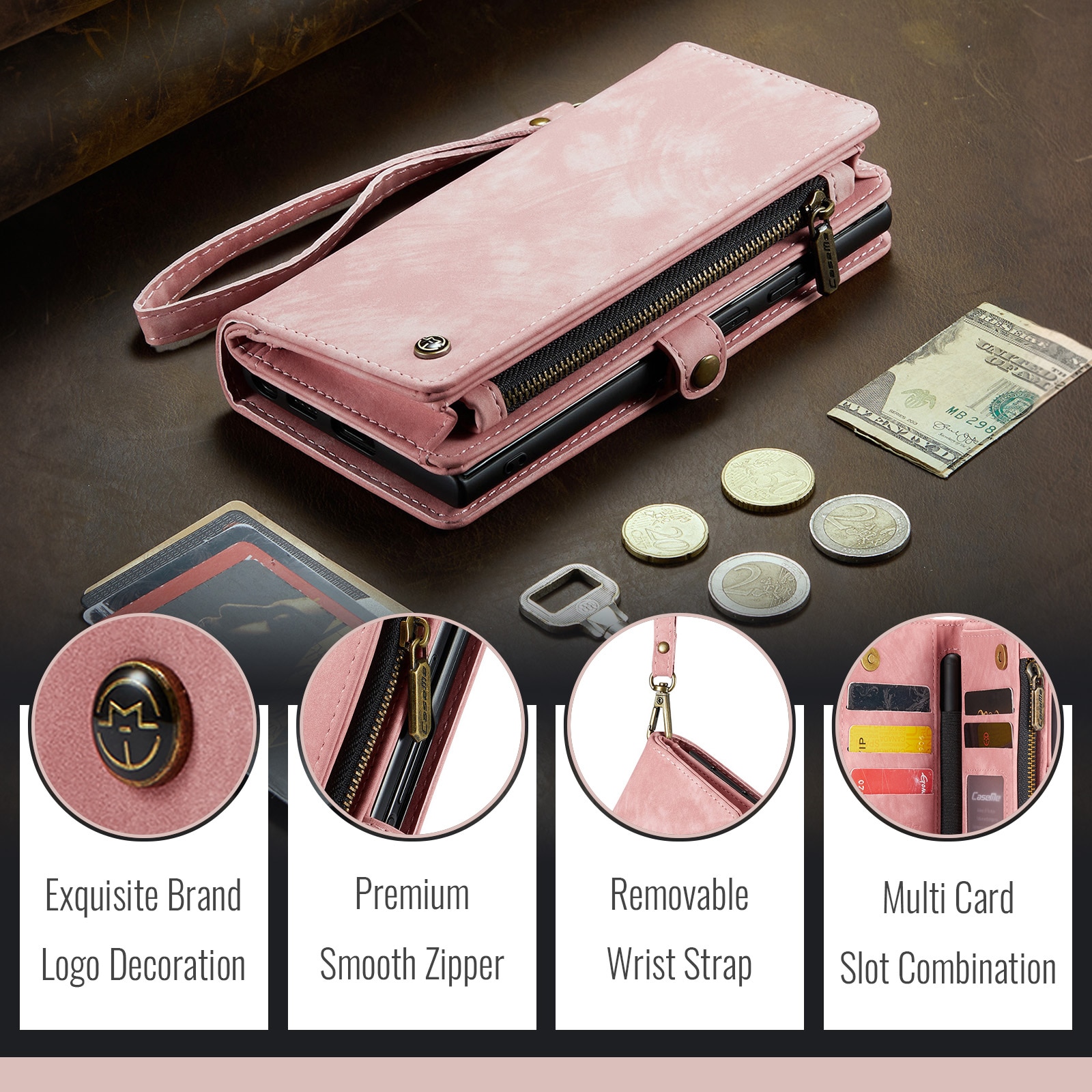 Multi-slot Plånboksfodral Samsung Galaxy Z Fold 7 Rosa