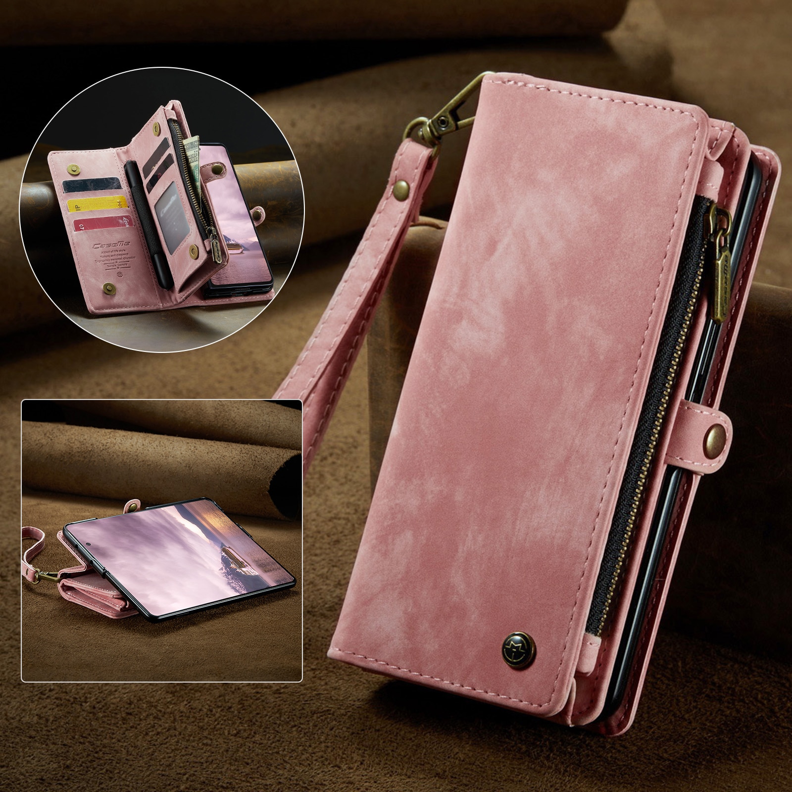 Multi-slot Plånboksfodral Samsung Galaxy Z Fold 7 Rosa