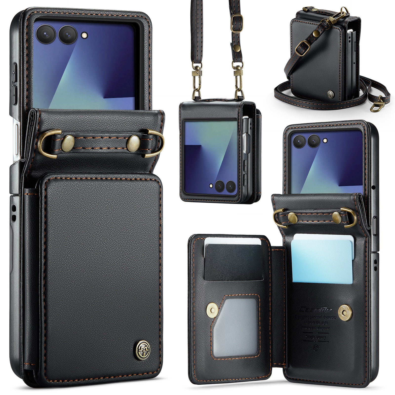 Plånboksskal RFID-skydd Samsung Galaxy Z Flip 7 Svart