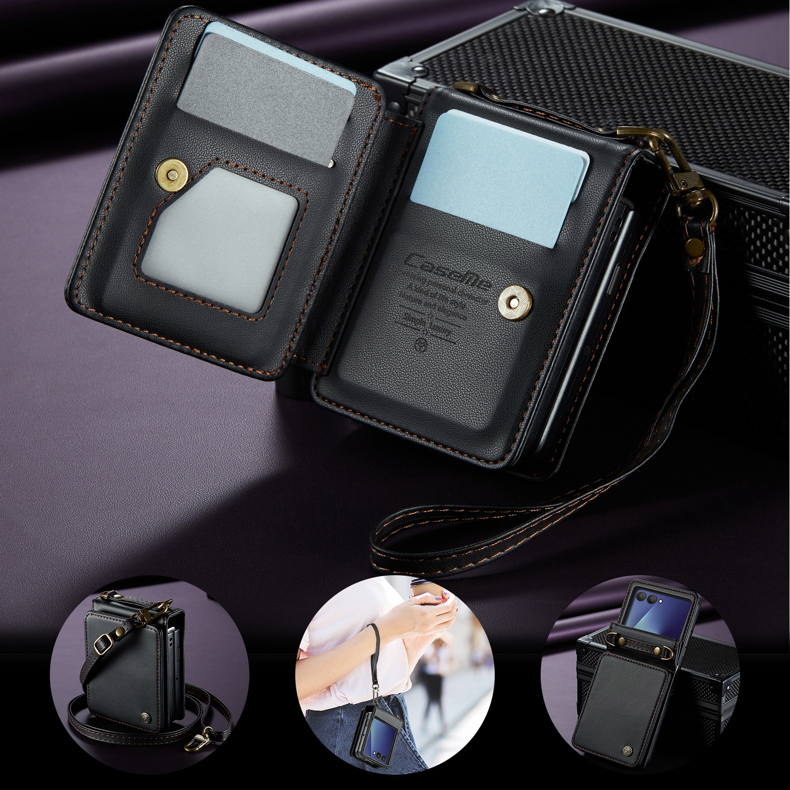 Plånboksskal RFID-skydd Samsung Galaxy Z Flip 7 Svart