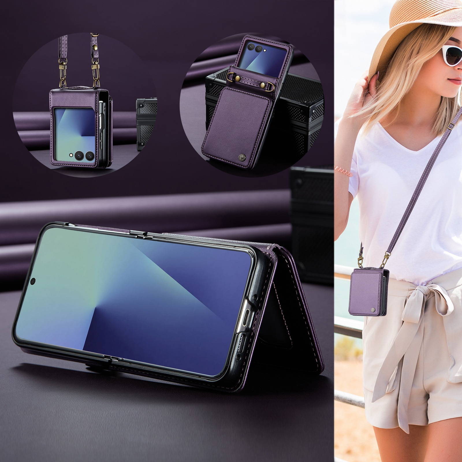 Plånboksskal RFID-skydd Samsung Galaxy Z Flip 7 Lila