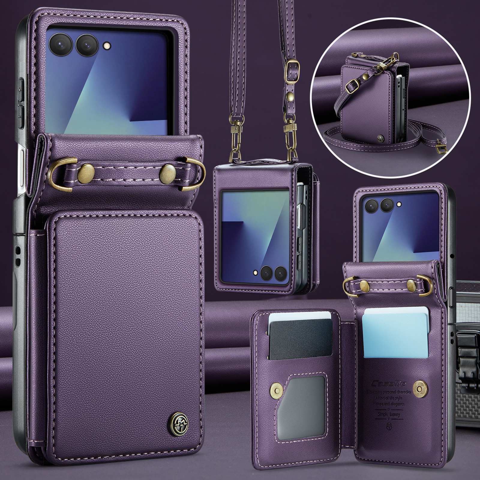 Plånboksskal RFID-skydd Samsung Galaxy Z Flip 7 Lila