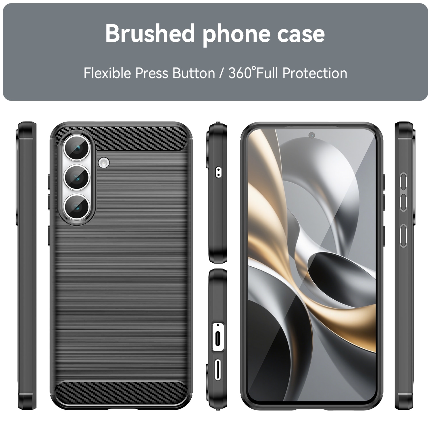 Samsung Galaxy S25 FE Skal TPU Brushed Svart
