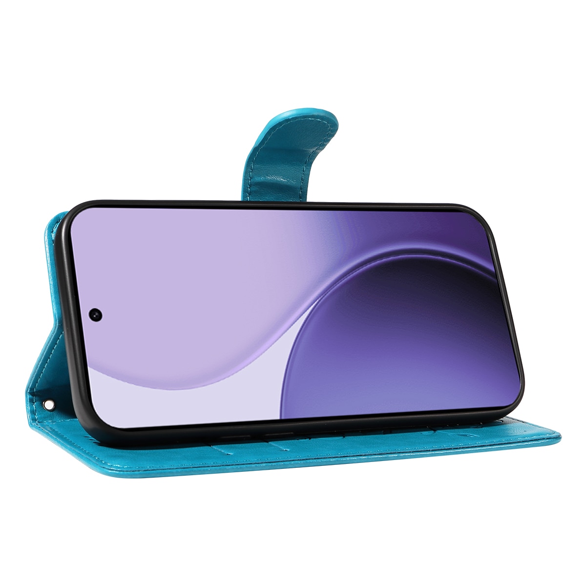 Läderfodral Fjärilar Oppo Reno 14 F Blå