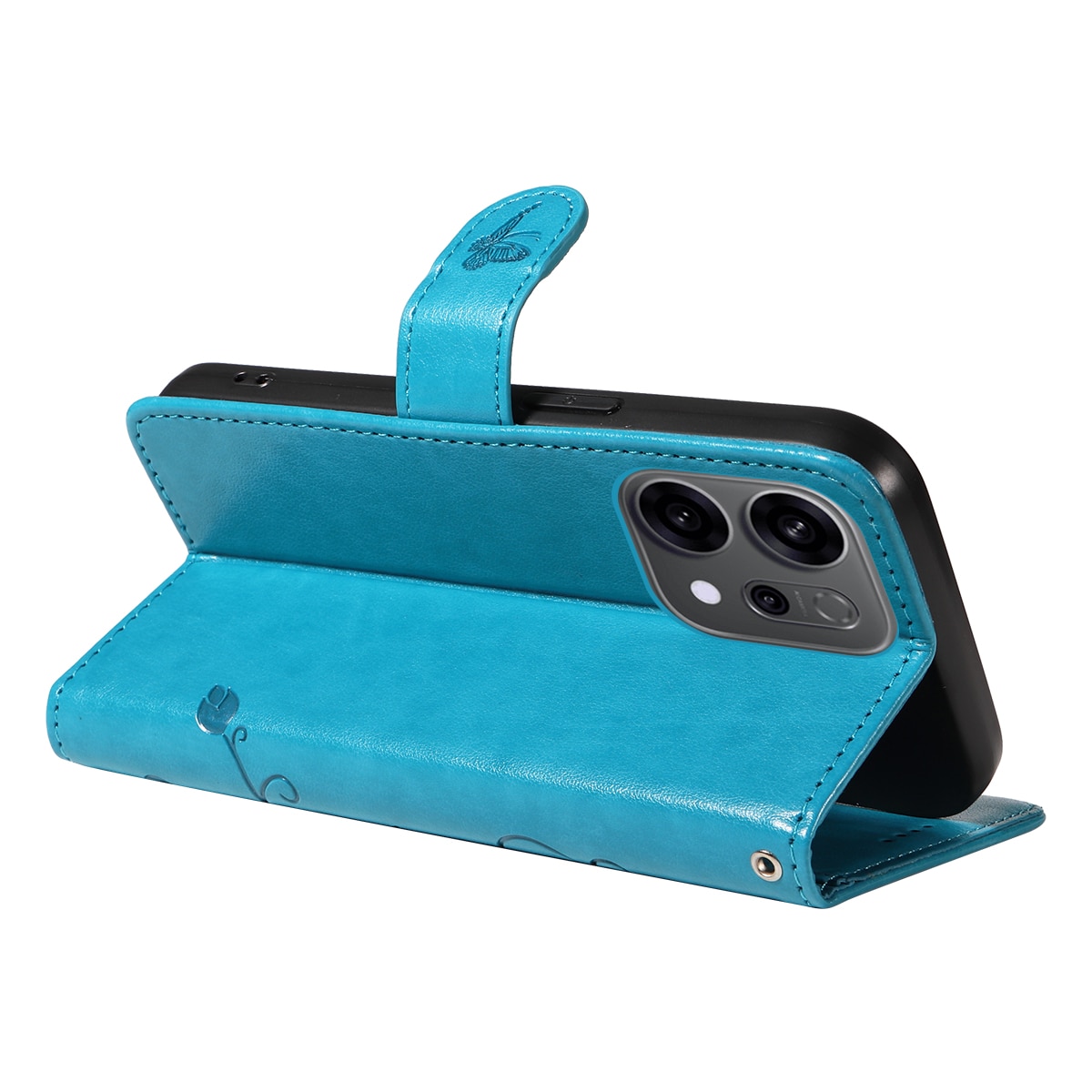 Läderfodral Fjärilar Oppo Reno 14 F Blå
