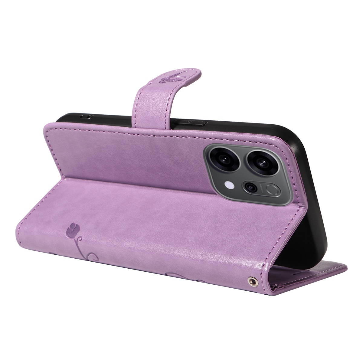 Läderfodral Fjärilar Oppo Reno 14 Lila