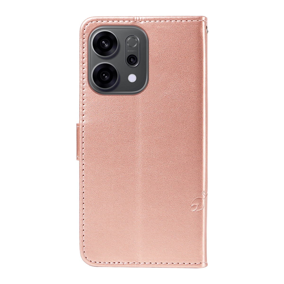 Läderfodral Fjärilar Oppo Reno 14 Roséguld