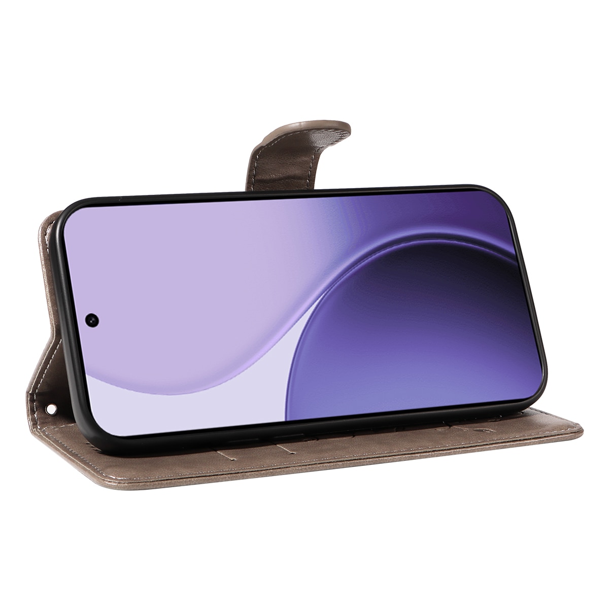 Läderfodral Fjärilar Oppo Reno 14 F Grå