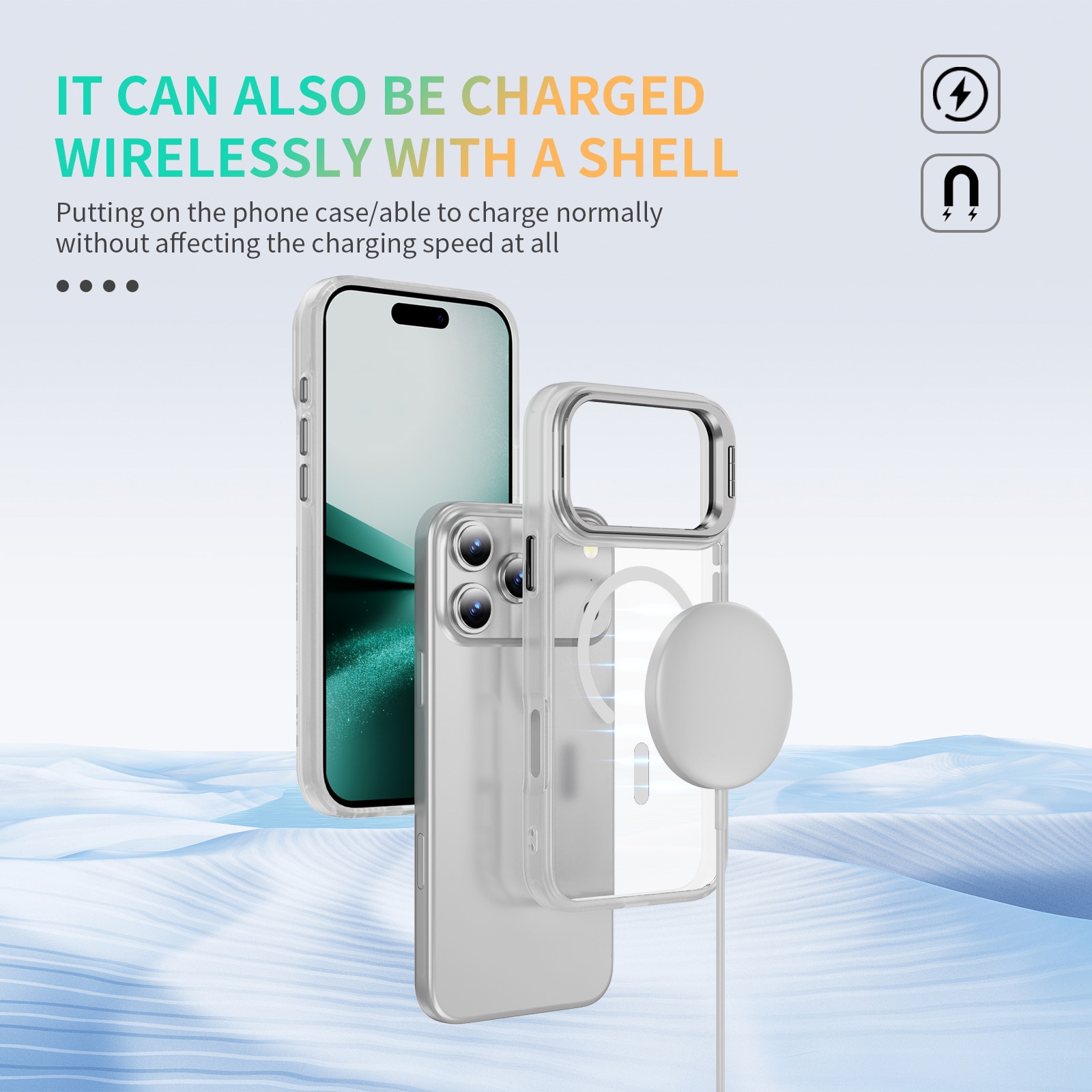 Hybridskal Kickstand MagSafe iPhone 17 Pro Max Genomskinlig